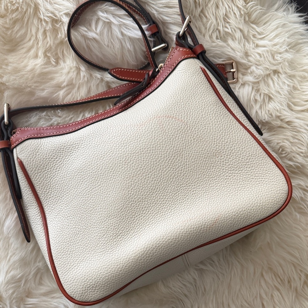 Dooney & Bourke Cream and Brown Leather Crossbody - Picture 4 of 6